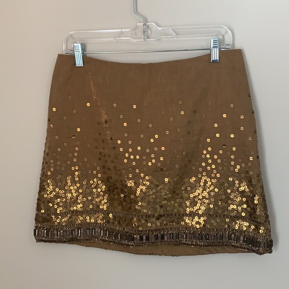 Jennifer Lopez Embellished Tan Mini Skirt Size 6 - Picture 8 of 9